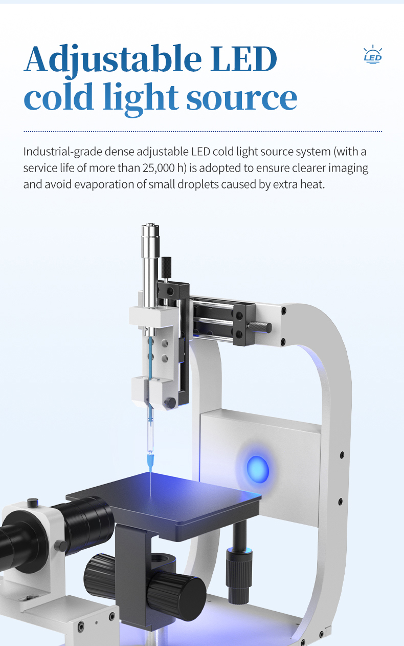 Adjustable LED cold light source with 25000 hour service life for clear imaging and droplet preservation