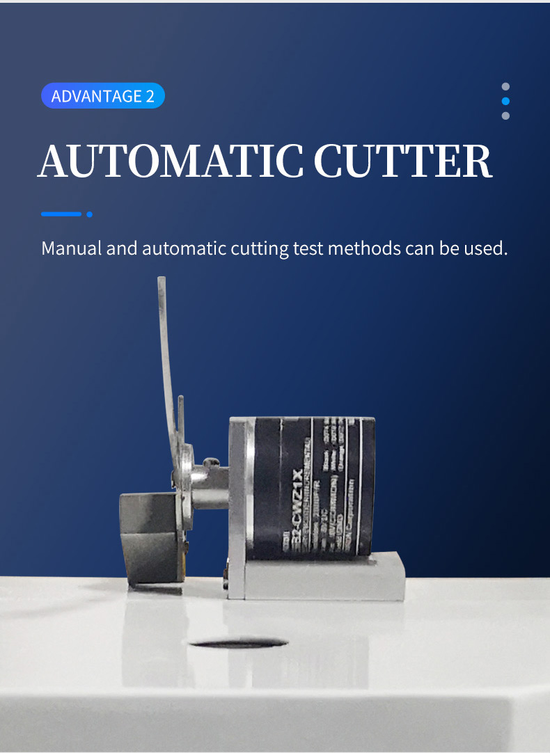 Precision automatic cutting mechanism supporting both manual and auto melt cutting for ISO 1133 compliant testing