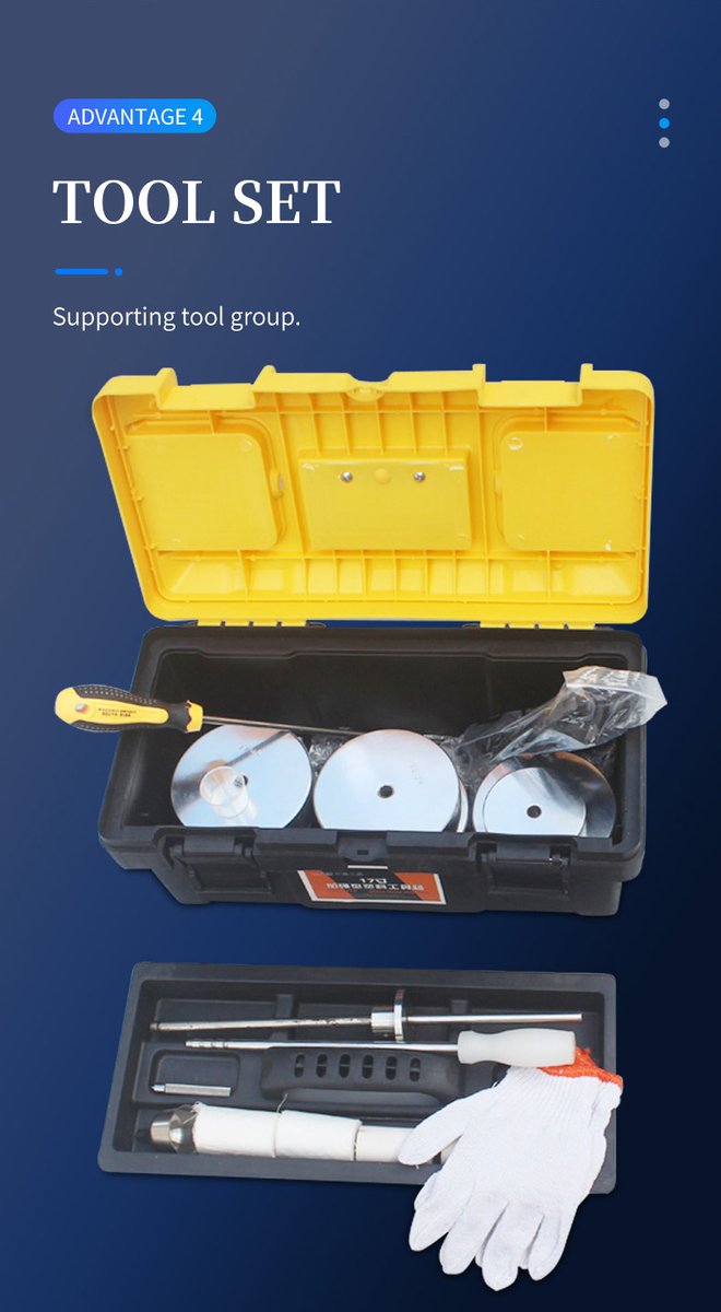 Complete accessories kit with protective toolbox screwdriver weights set die cleaning tools and safety equipment