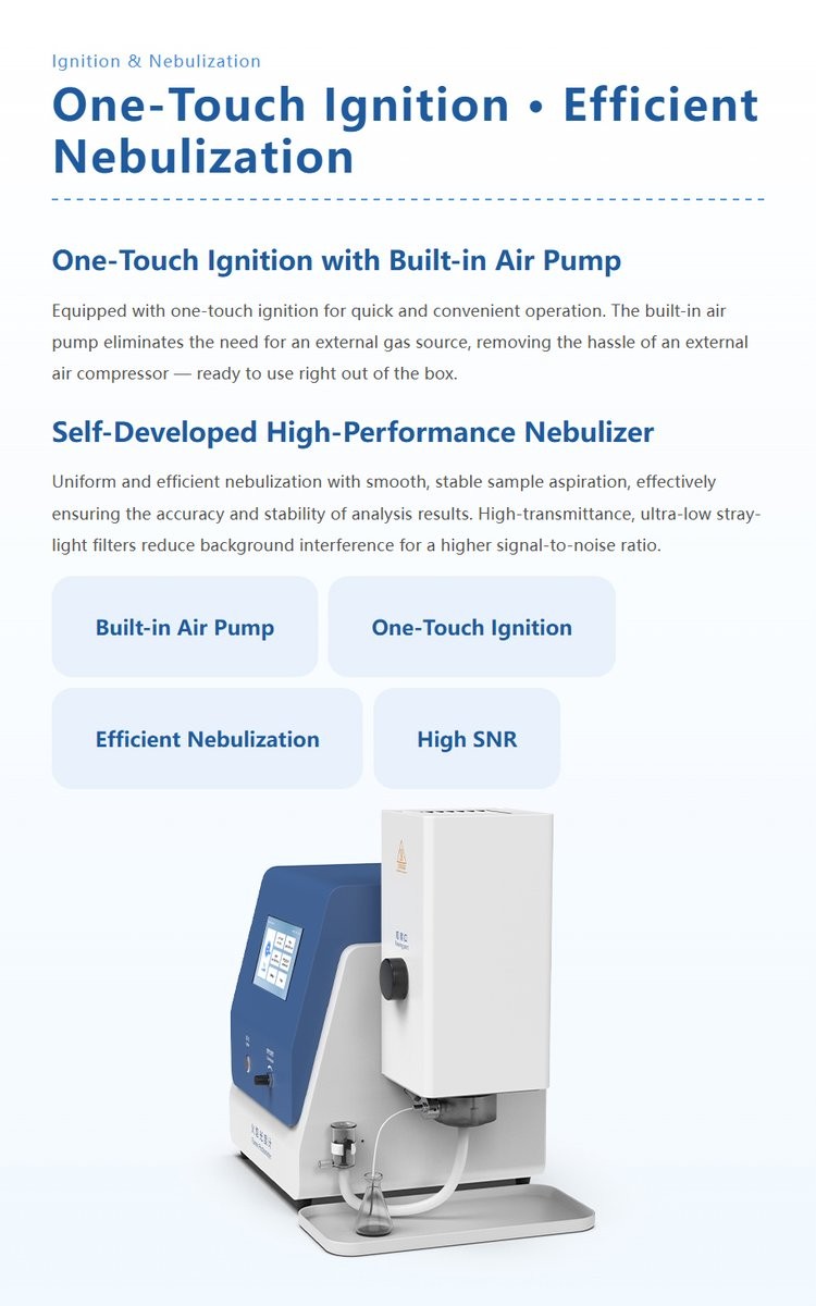 Flame photometer with built-in air pump and nebulizer for efficient field and laboratory element analysis