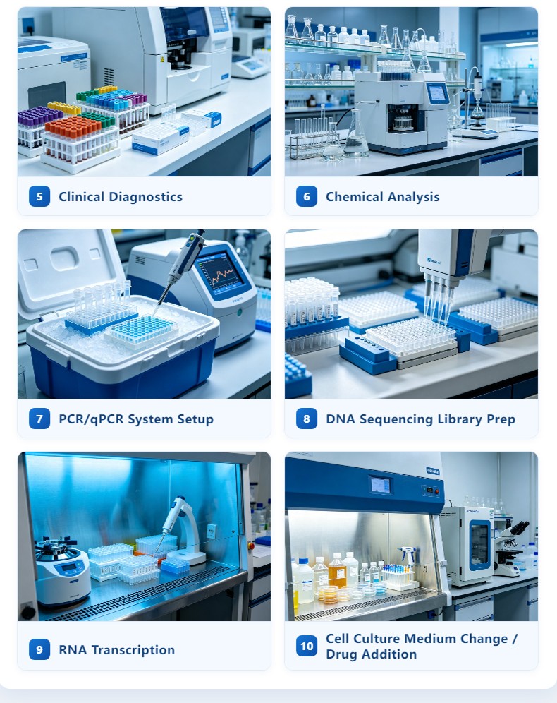 Automated liquid handler executing PCR system setup, NGS library prep, and cell culture dosing
